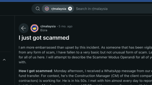 reddit malaysia scam post